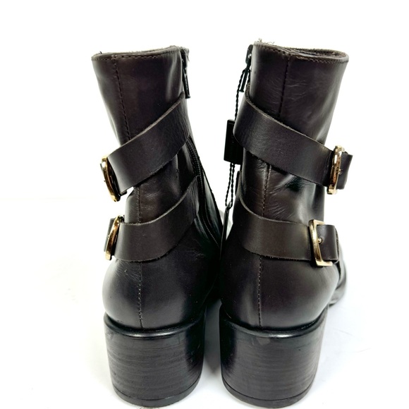 Emanuele Crasto Women’s Dark Brown Double Buckle Booties Made in Italy Sz 9 NEW - Picture 4 of 7